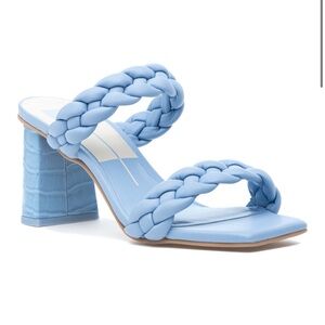 Dolce Vita Paily Sky Blue Stella Braided Straps Slip On Dress Heeled Sandals